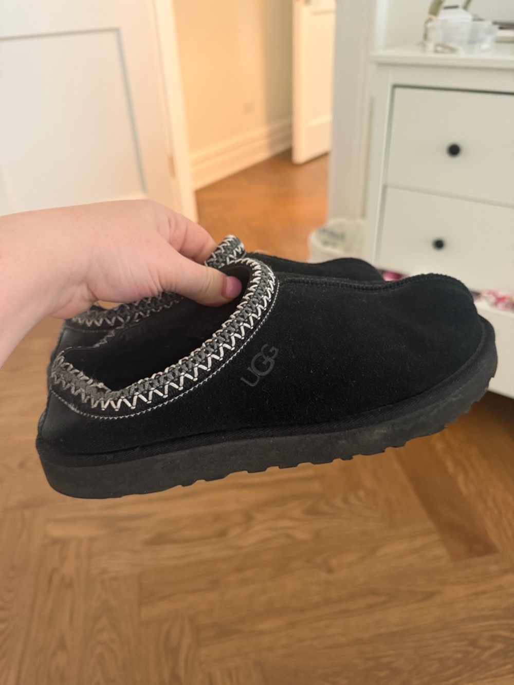 UGG Black Suede Cozy Slip-On Mule